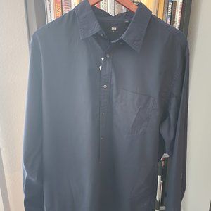 Uniqlo Navy cotton button-up shirt